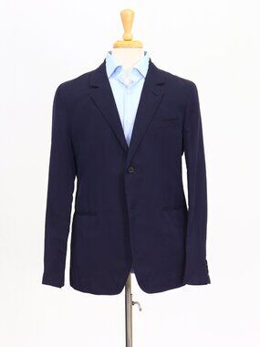 Caruso 44R Navy Blazer Sport Coat Jacket 2-Button Herringbone Y925